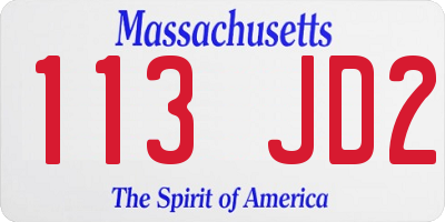 MA license plate 113JD2