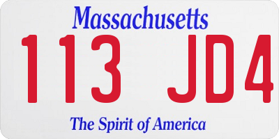 MA license plate 113JD4