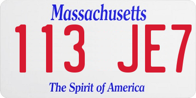 MA license plate 113JE7