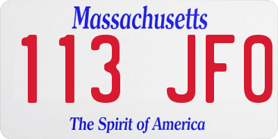 MA license plate 113JF0