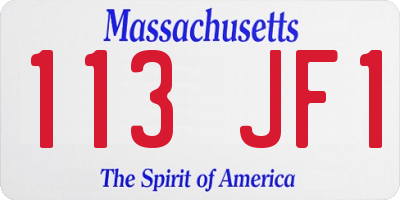 MA license plate 113JF1
