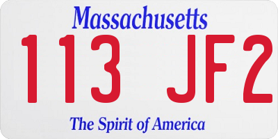 MA license plate 113JF2