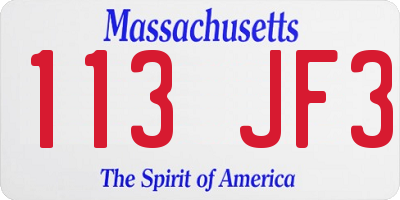 MA license plate 113JF3