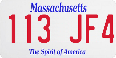 MA license plate 113JF4