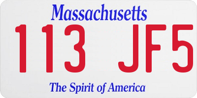 MA license plate 113JF5