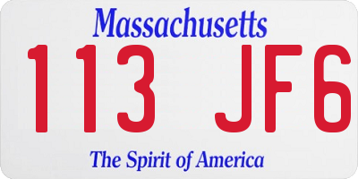 MA license plate 113JF6