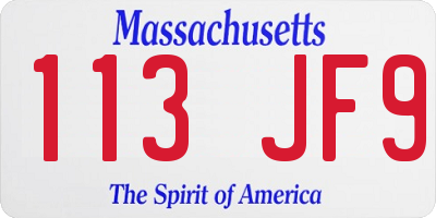 MA license plate 113JF9
