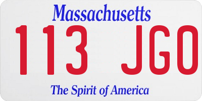 MA license plate 113JG0