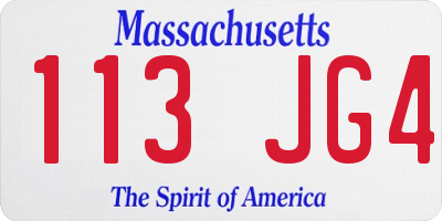 MA license plate 113JG4