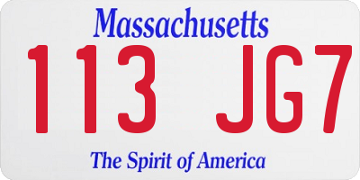MA license plate 113JG7