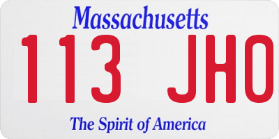MA license plate 113JH0