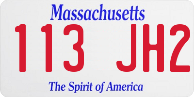 MA license plate 113JH2
