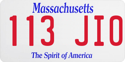 MA license plate 113JI0