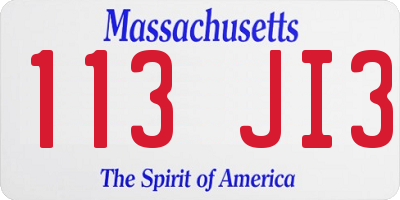 MA license plate 113JI3