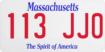 MA license plate 113JJ0