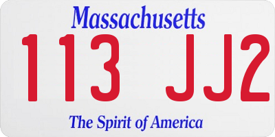 MA license plate 113JJ2