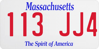 MA license plate 113JJ4
