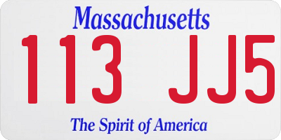 MA license plate 113JJ5