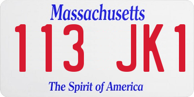 MA license plate 113JK1