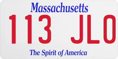 MA license plate 113JL0