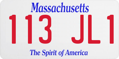 MA license plate 113JL1