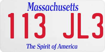 MA license plate 113JL3