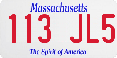 MA license plate 113JL5
