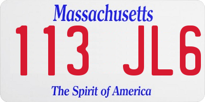 MA license plate 113JL6