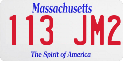 MA license plate 113JM2