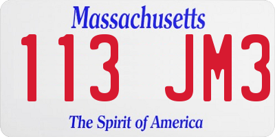 MA license plate 113JM3