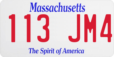 MA license plate 113JM4