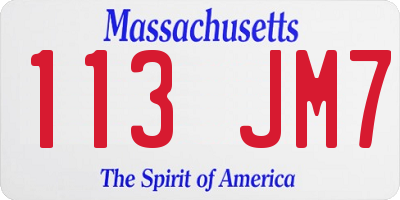 MA license plate 113JM7