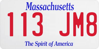 MA license plate 113JM8