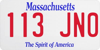 MA license plate 113JN0