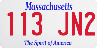 MA license plate 113JN2