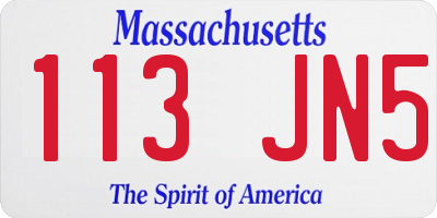 MA license plate 113JN5