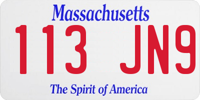 MA license plate 113JN9