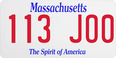 MA license plate 113JO0