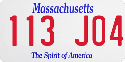 MA license plate 113JO4
