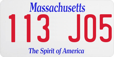 MA license plate 113JO5