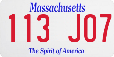 MA license plate 113JO7