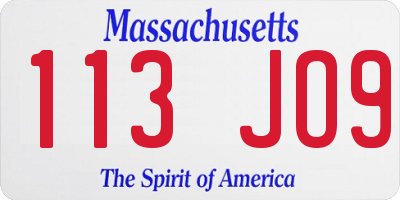 MA license plate 113JO9