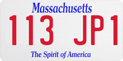 MA license plate 113JP1
