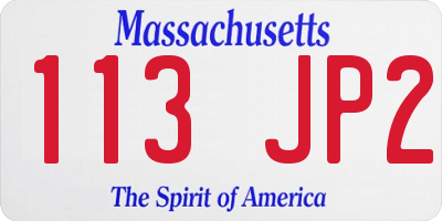 MA license plate 113JP2
