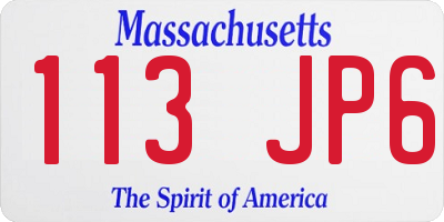 MA license plate 113JP6