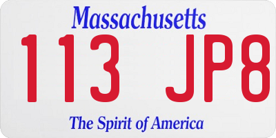 MA license plate 113JP8