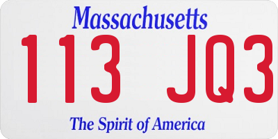 MA license plate 113JQ3