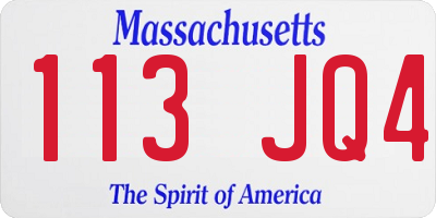 MA license plate 113JQ4