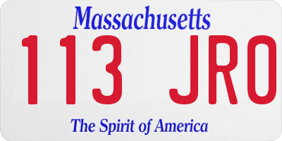 MA license plate 113JR0