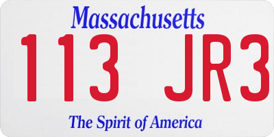 MA license plate 113JR3